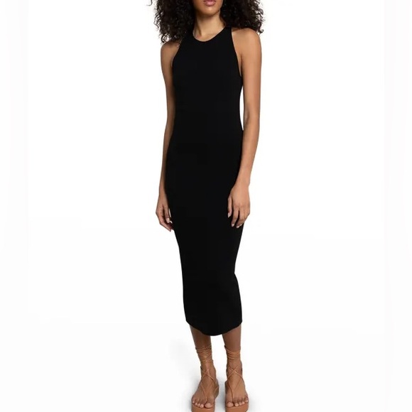 A.L.C. Midi Dress – Marc Rib Knit Racerback Black Size S - Picture 1 of 8